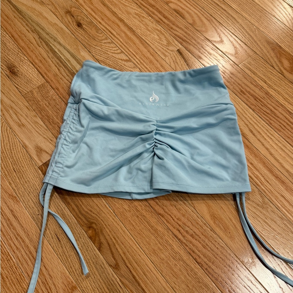 Ryderwear Light Blue Athletic Skort with Drawstring Ruched Front